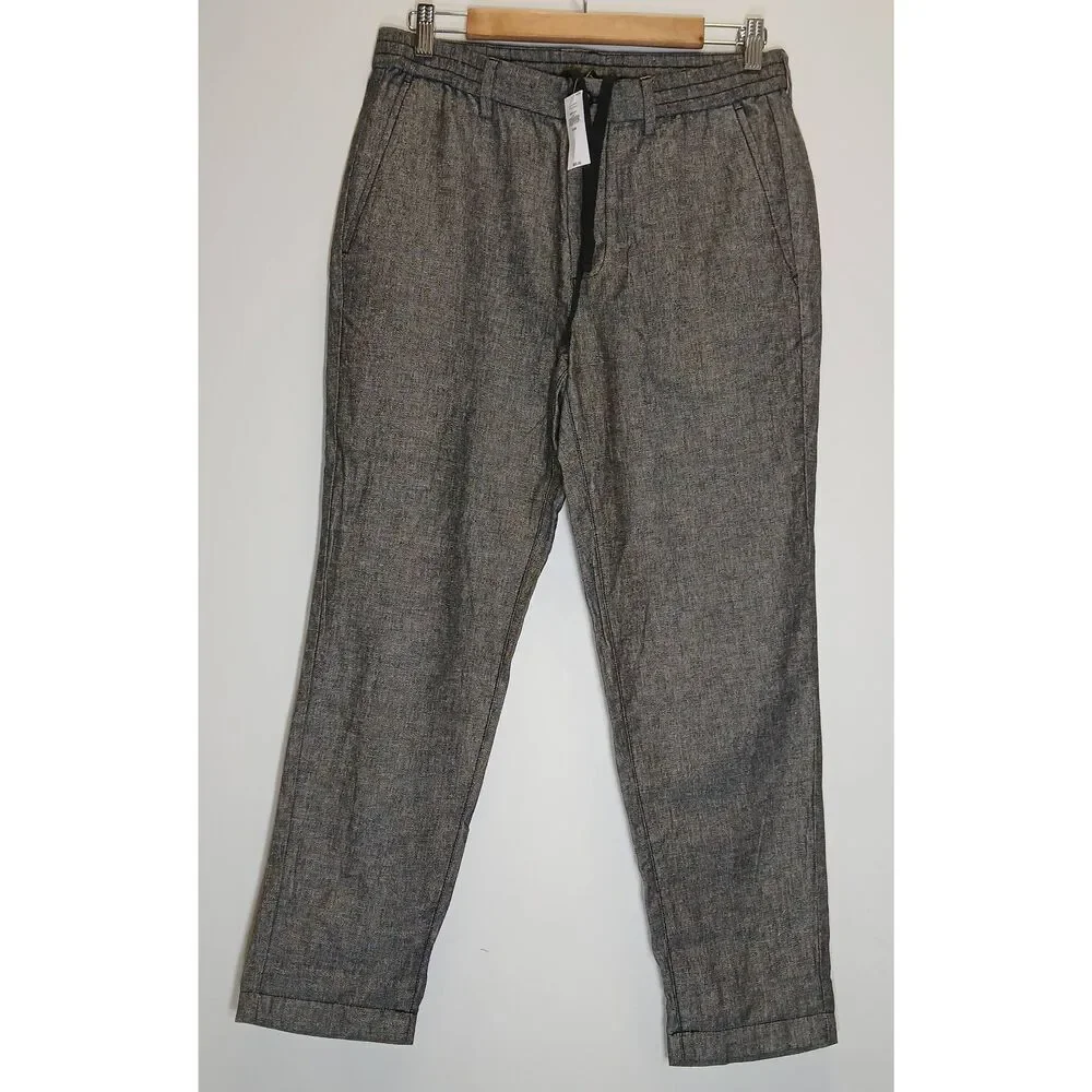 Banana republic womens 30/30 linen cotton pants gray draw string casual